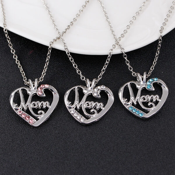 Fashion Mother's Day Gift MOM Love Diamond Pendant Necklace - Image 2