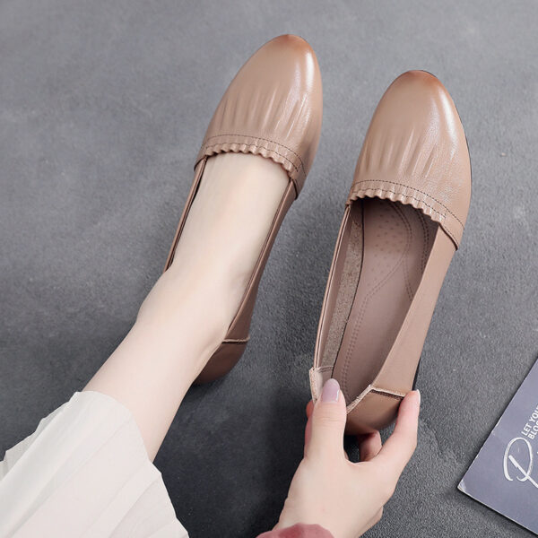 Women's First Layer Cowhide Flat Shoes Fashion Office Lady Shoes Women Flats Genuine Leather Loafers Footwear - Image 2